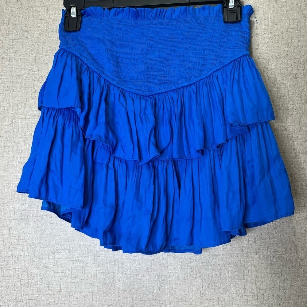 Mustard Seed Blue Tiered Mini Skirt Size Small